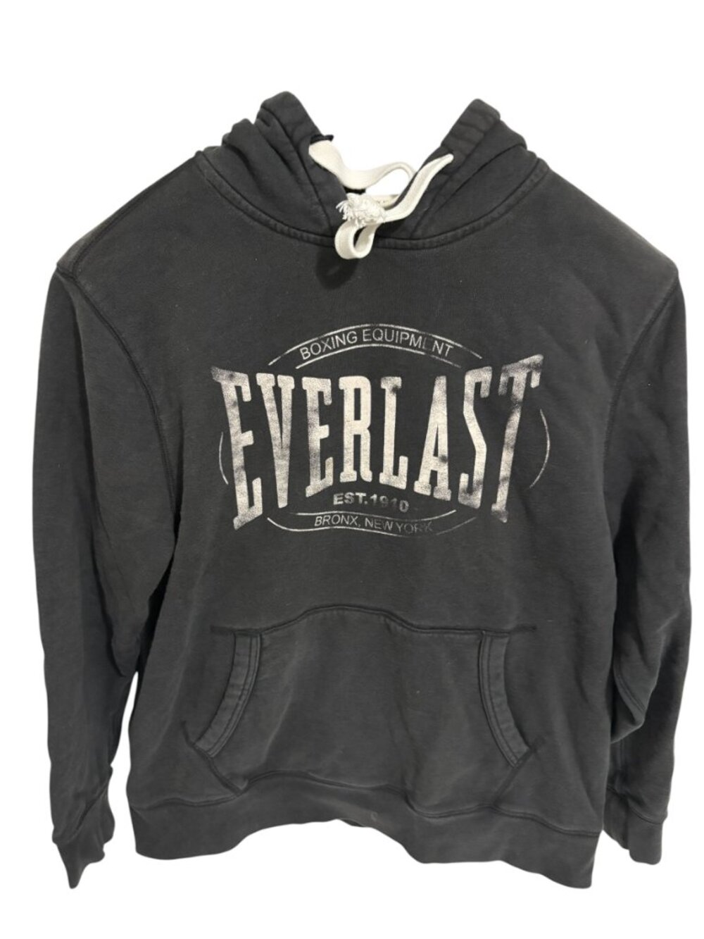 Everlast Sport Hoodie Mens Large Gray Cotton Fleece Lined Drawstring Sweatshirt
